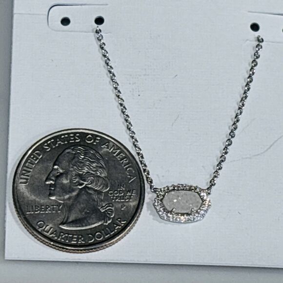 Kendra Scott Chelsea Pendant Necklace Iridescent Drusy NEW - Picture 6 of 8